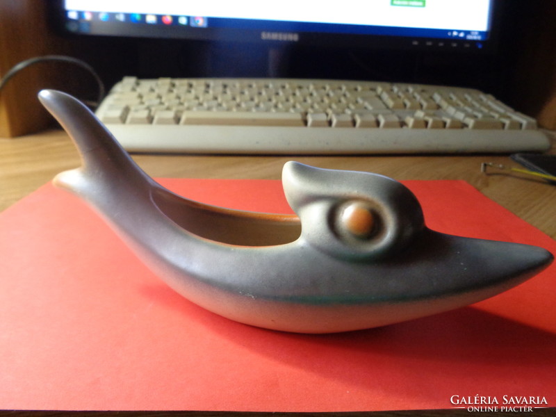 Retro, functional fish figure from the 60s, ceramic applied art ...... (Rare!!)