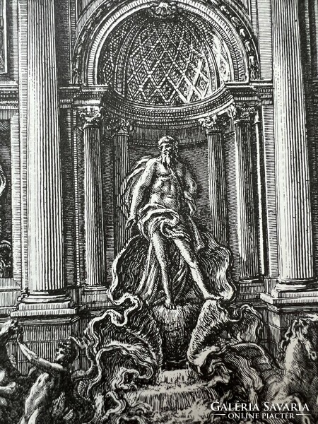 Cavalier Piranesi F. Nyomat rézkarc Fontana di Trevi