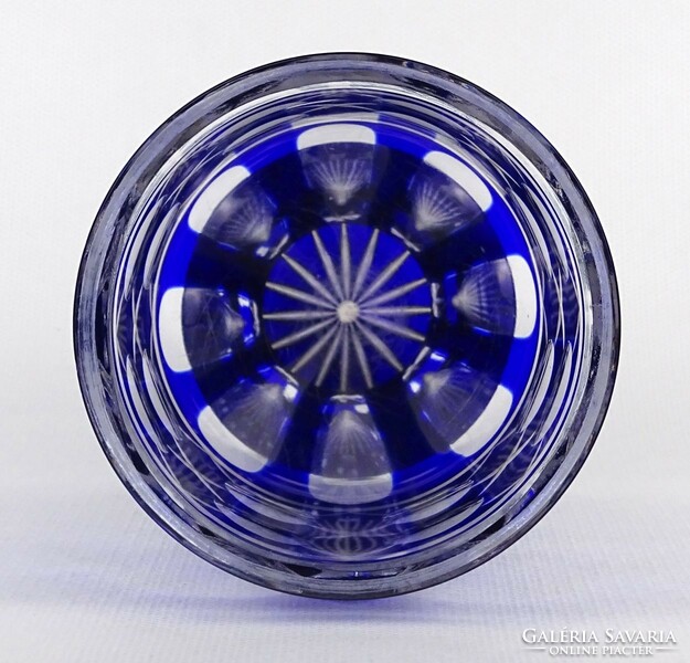 1M434 polished blue Czech bieder glass with base 14.5 Cm