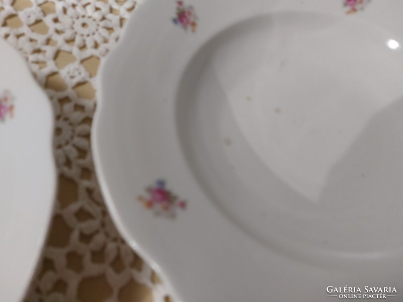 Zsolnay, szép kisvirágos, porcelán mély tányér, 2db