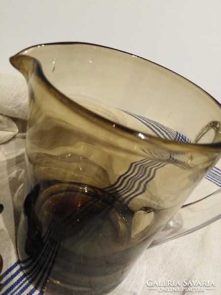 Hand-cracked, glass jug - with an antique character