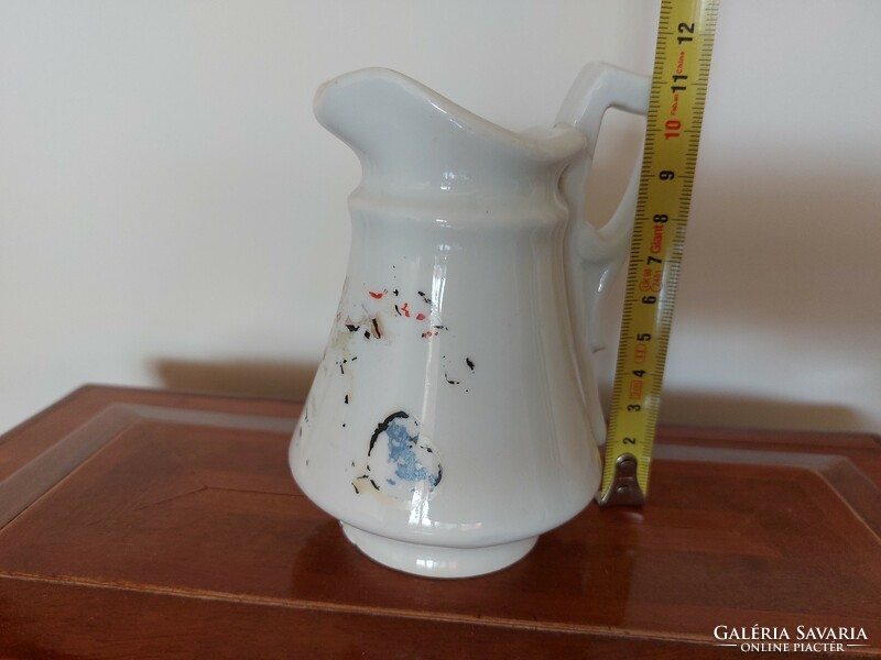 Antique stoneware milk pouring thick-walled white porcelain bieder small jug