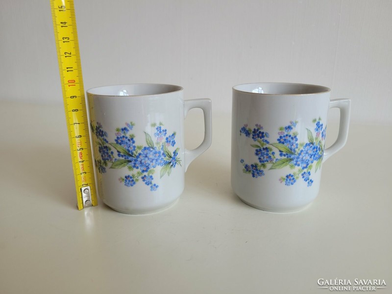 Old Zsolnay porcelain forget-me-not mug tea cup 2 pcs