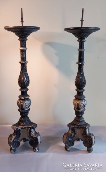 Carved 18th century Italian wooden church candelabrum candle holder 120cm. Negotiable
