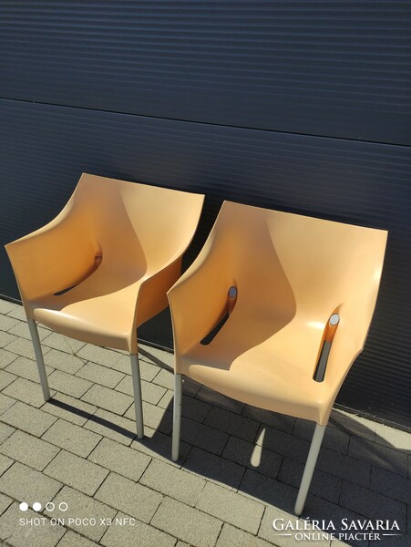 Now two together! Pair of Philippe starck design dr.No chairs from Kartell in elegant apricot color