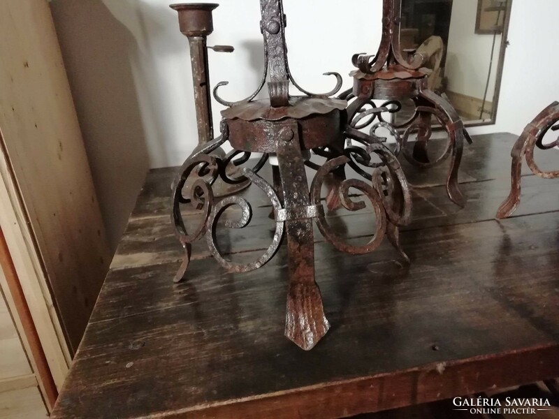 Rustic forged lamps, beautiful patina pieces, mid-20th century or later, vintage lamps