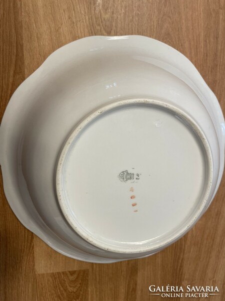Zsolnay floral salad - porcelain bowl with garnish, marked and numbered