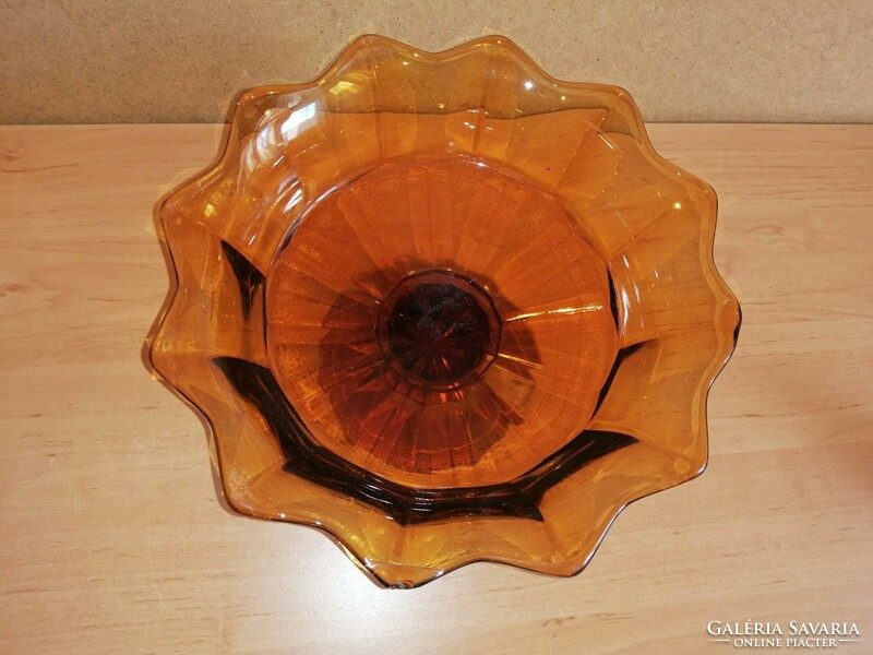 Antique footed amber glass bowl cake or fruit centerpiece (26/d)