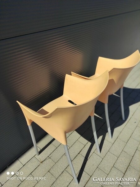 Now two together! Pair of Philippe starck design dr.No chairs from Kartell in elegant apricot color