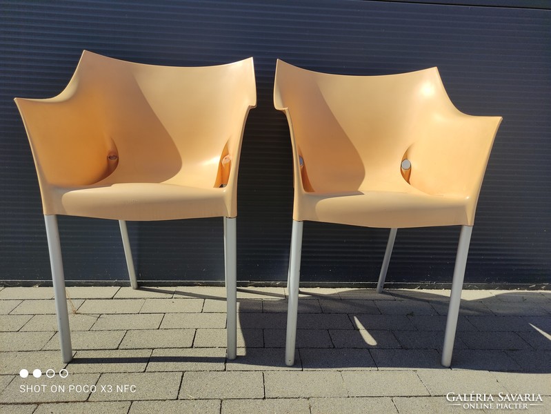 Now two together! Pair of Philippe starck design dr.No chairs from Kartell in elegant apricot color