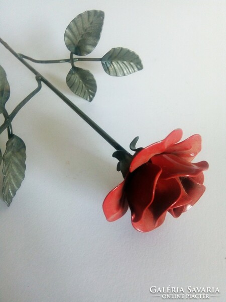 Wrought iron red rose