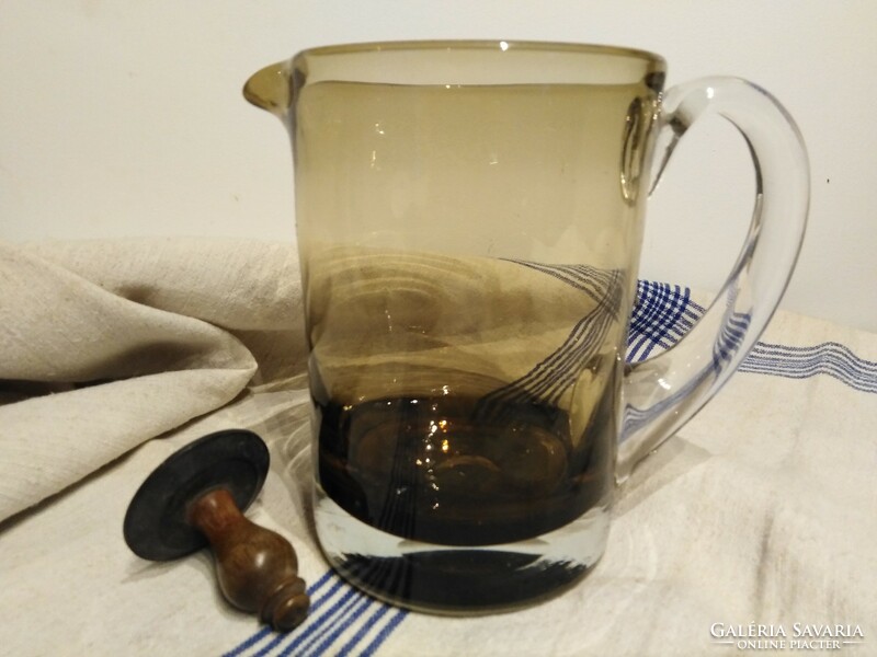 Hand-cracked, glass jug - with an antique character