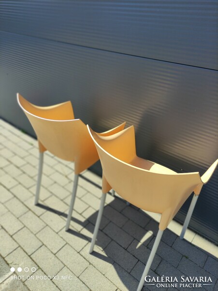 Now two together! Pair of Philippe starck design dr.No chairs from Kartell in elegant apricot color