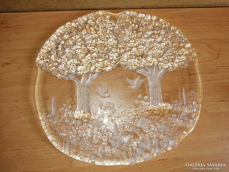 Üveg asztalközép dísz - A tavaszi erdő 31*33 cm (b)