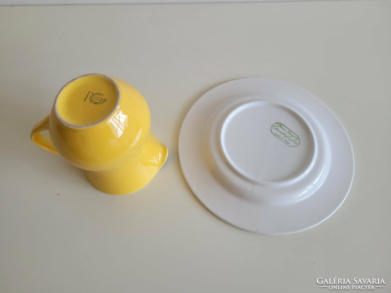 Retro glazed ceramic yellow plate jug 2 pcs