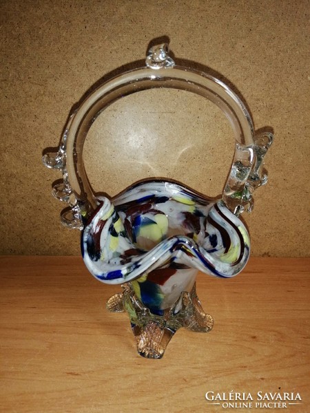 Murano broken glass basket - 18 cm high (25/d)