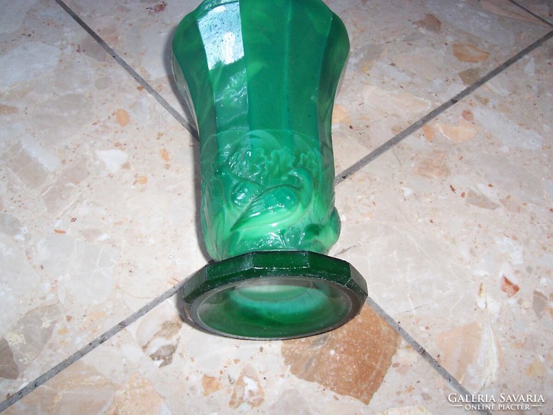 Extra thick green malachite vase
