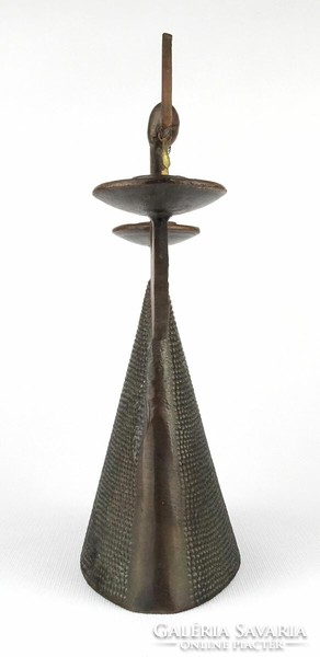 1N300 old bifurcated bronze candle holder 29 cm