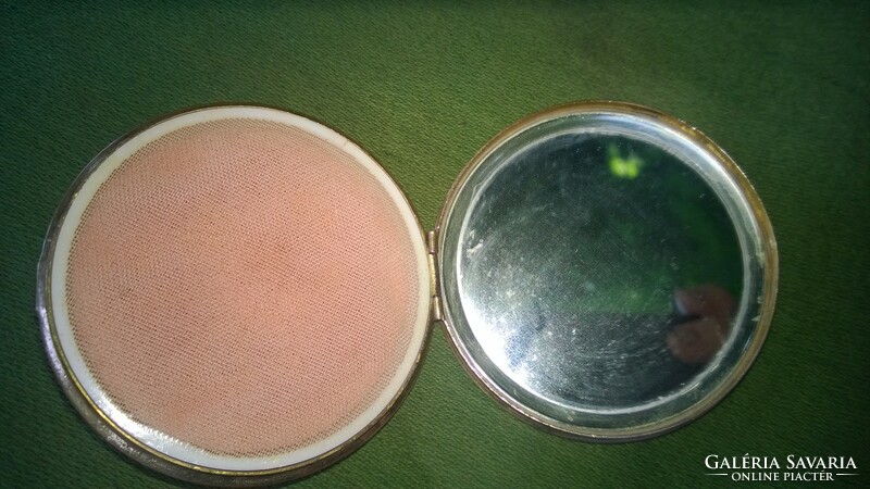 Star-decorated copper powder with mirror - beautiful old item, women's bag accessory