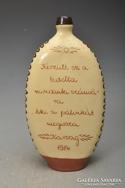 Mezőcsát painting bottle with bird inscription Karcagi. 1984. With his verse.