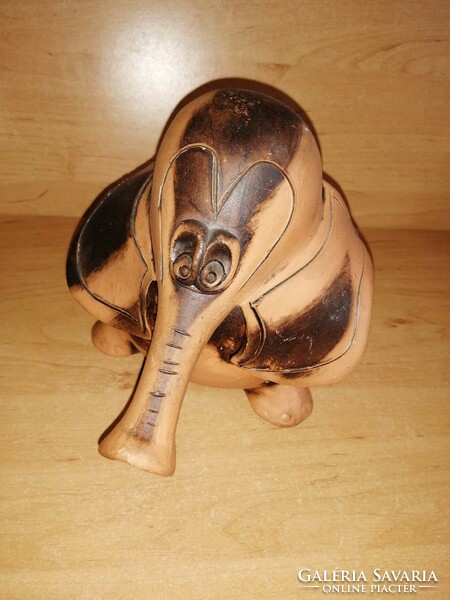 Kerámia terracotta art deco elefánt persely - 14 cm magas (z)