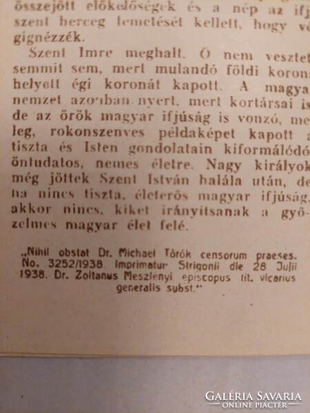 Ritka: Magyar szentek élete, 1938,  kinyitható antik szentkép (Akár INGYENES szállítással!)