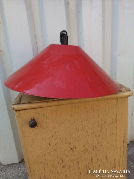 Old enamel, large outdoor lamp, chandelier - industrial loft design - red and white