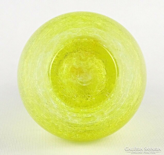 1M824 Karcagi iridescent lemon yellow veil glass vase 20 cm