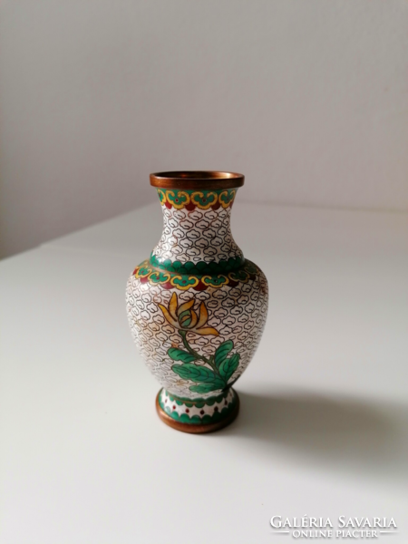 Kínai tűzzománc váza 10cm