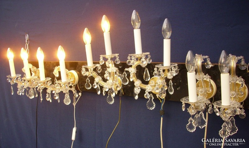 Crystal wall arms, 6 pieces, a collection of 10 burners