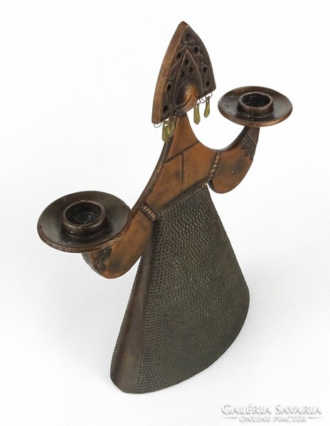 1N300 Régi kétágú alakos bronzzal futtatott gyertyatartó 29 cm