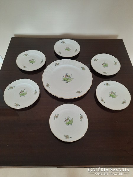 Porcelain pastry set with herend lace, rosehip pattern