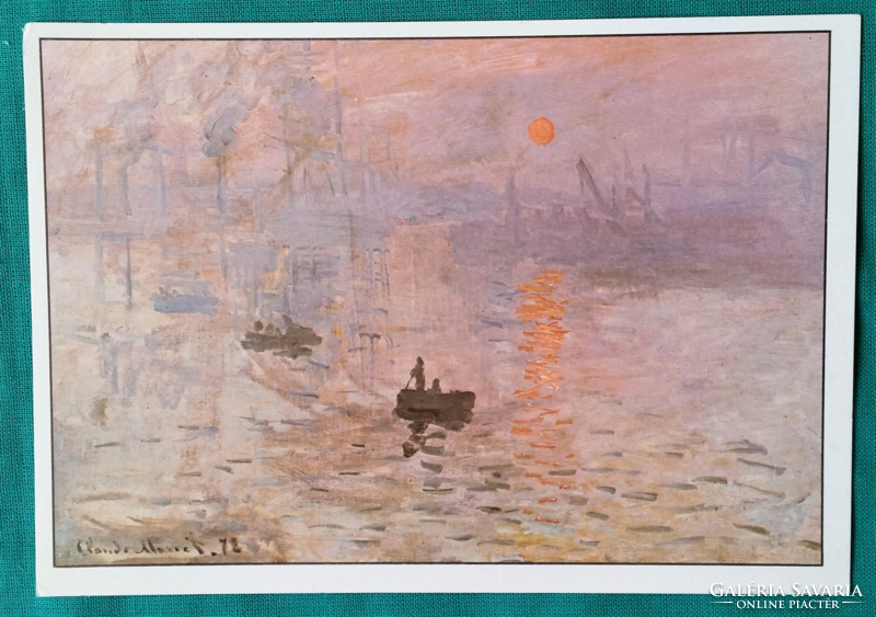 Claude Monet: Impresszió, a felkelő nap, reprint, postatiszta reklámképeslap