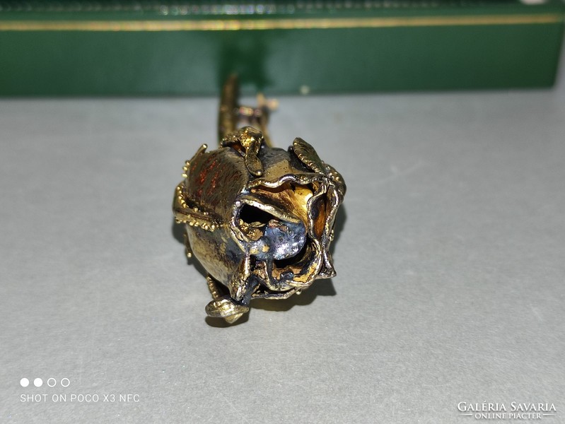 Mid century flora danica eggert denmark 925 sterling silver with 24 carat gold plating rose brooch