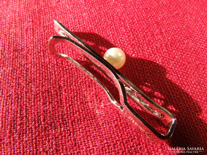 Silver scarf clip with pearls (181215)