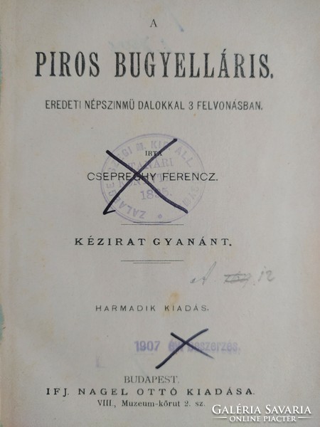 Ferencs Csepreghy: the red bag seller (release before 1895, rare) HUF 12,000