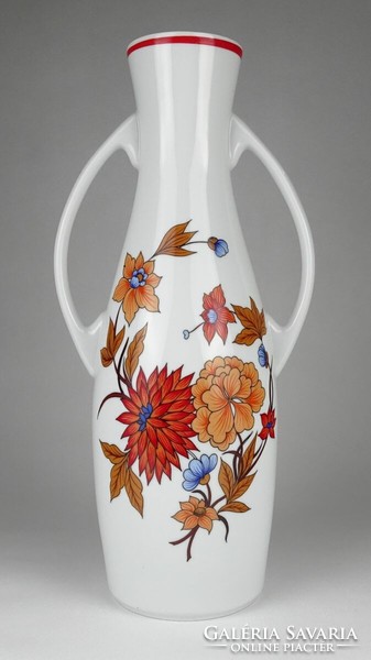 1N233 large raven house porcelain vase with autumn flowers 36.5 Cm