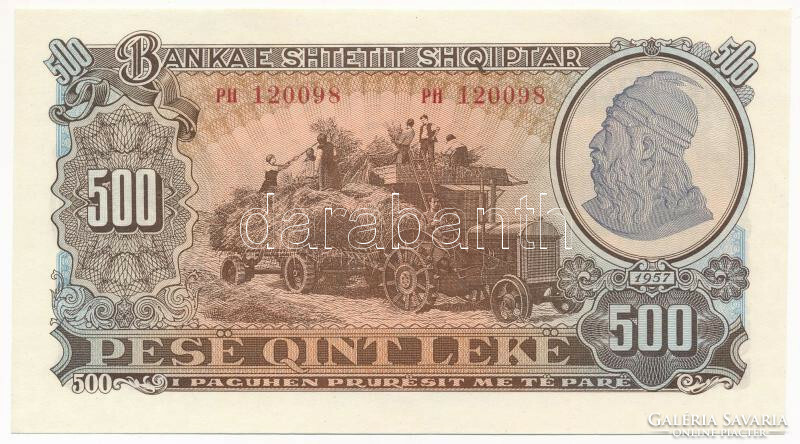 500 Lek leke 1957 Albania unc