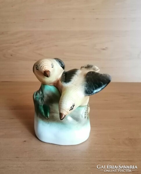 Bodrogkeresztúr ceramic bird couple figurine 13 cm (po-1)