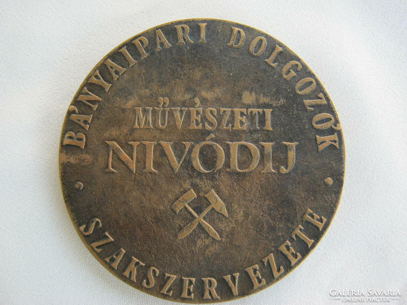Béla Pataky bronze plaque mining workers' union art level award