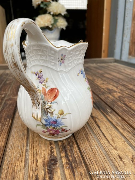 Antique Meissen porcelain pourer, hand painted