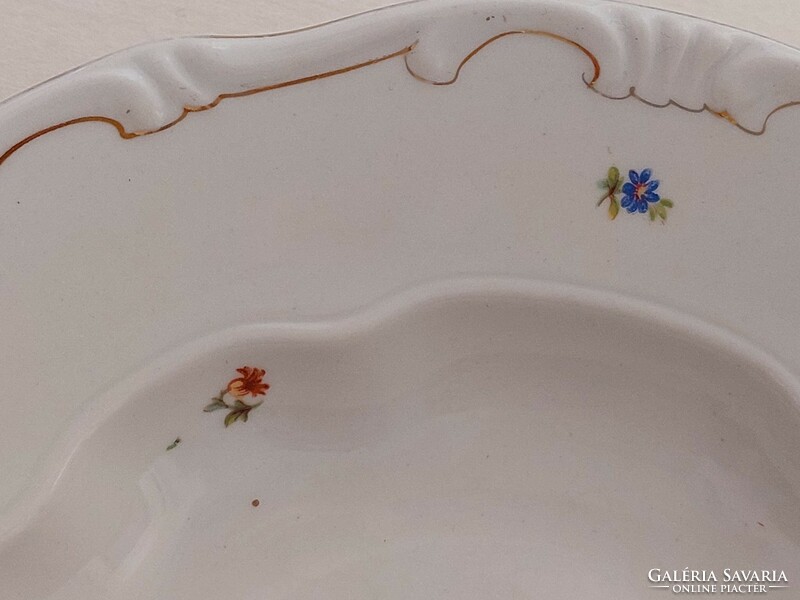 Old Zsolnay porcelain deep plate small baroque plate with flowers 2 pcs