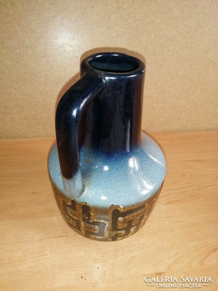 Retro applied art ceramic vase with handles - 19 cm (6/d)