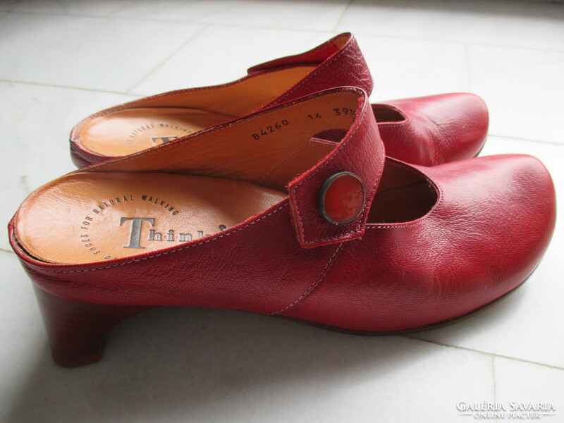 Very special burgundy leather high-heeled slippers