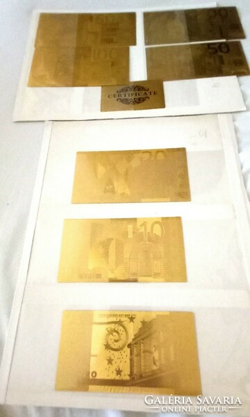 Gold-plated euro row with certificate