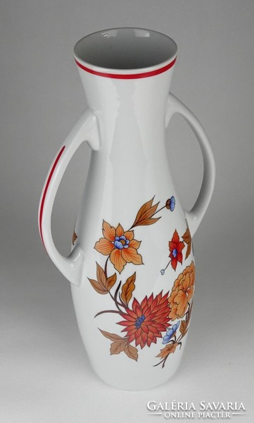 1N233 Őszi virágos nagyméretű Hollóházi porcelán váza 36.5 cm
