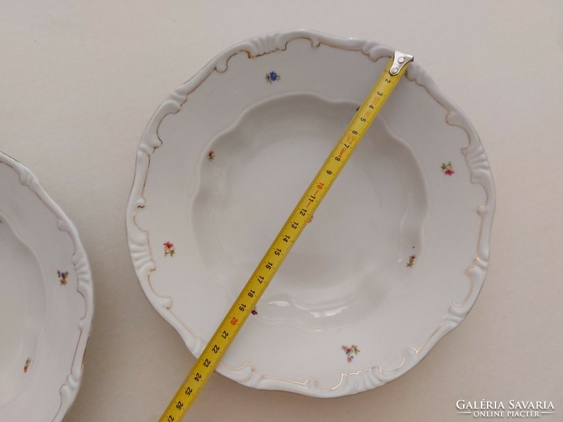Régi Zsolnay porcelán mélytányér apró virágos barokk tányér 2 db