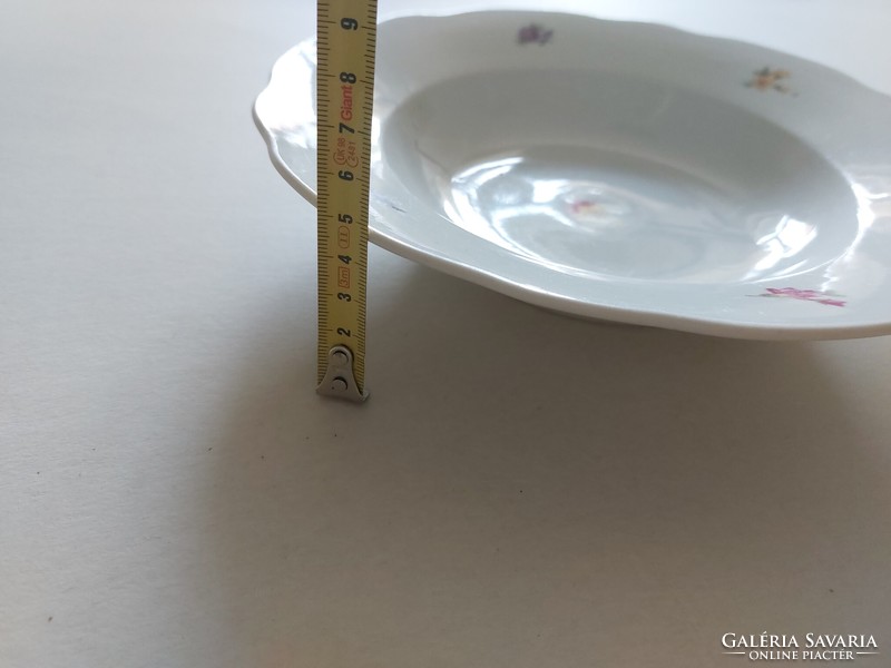Régi Zsolnay porcelán mélytányér virágmintás tányér
