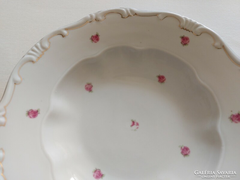 Régi Zsolnay porcelán mélytányér rózsamintás barokk tányér 3 db