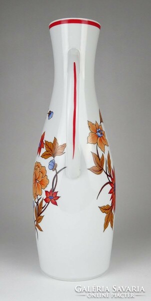 1N233 large raven house porcelain vase with autumn flowers 36.5 Cm